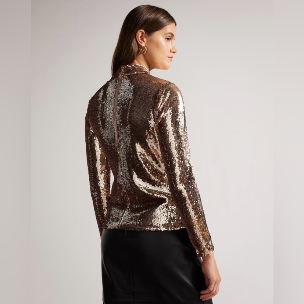 Ted Baker London Lovato Rose Gold Sequin Top NWT